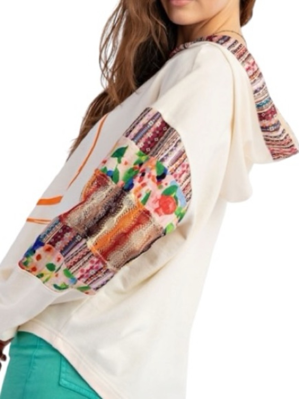 easel The Emery Smiley Face Mix Print Hoodie Pullover Size S - Picture 3 of 8
